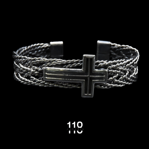 BRAZALETE TRENZADO TORSAL CON CRUZ - Image 3