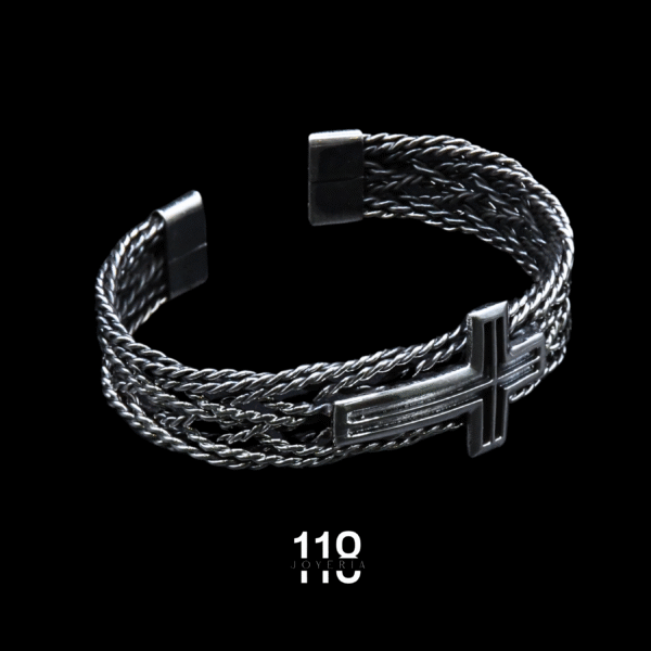 BRAZALETE TRENZADO TORSAL CON CRUZ