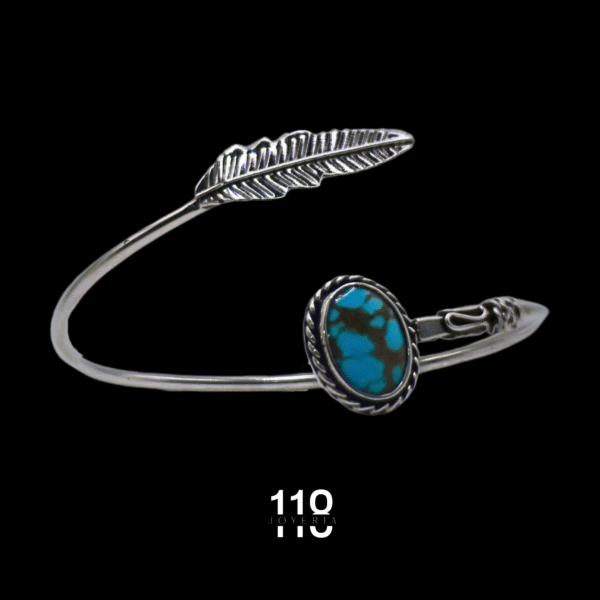 BRAZALETE ABIERTO PIEDRA - PLUMA